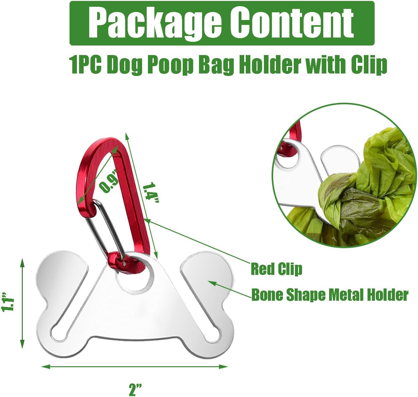 1PC Dog Poop Bag Holder, Waste Bag Holder, Dog Poop Bag Carrier, Hand Free Holder